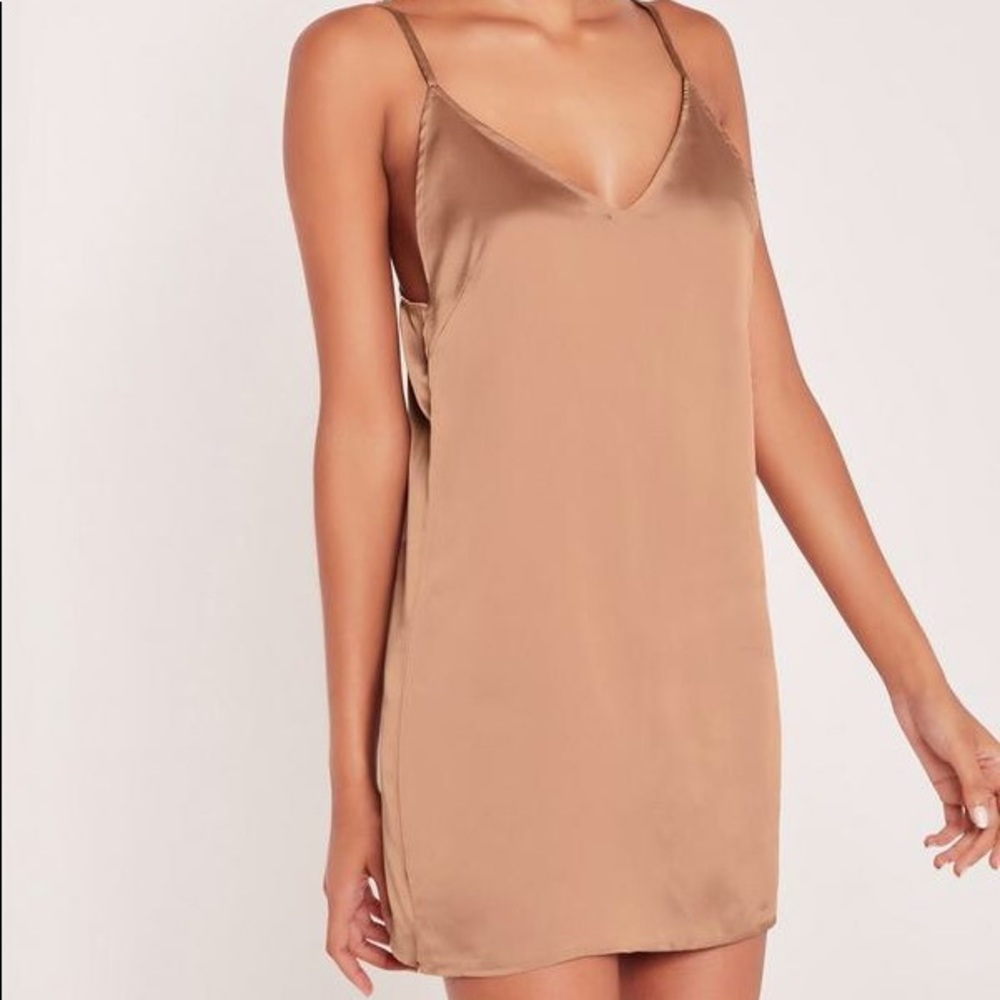 Carli Bybel x Missguided Rose Gold Silky Dress